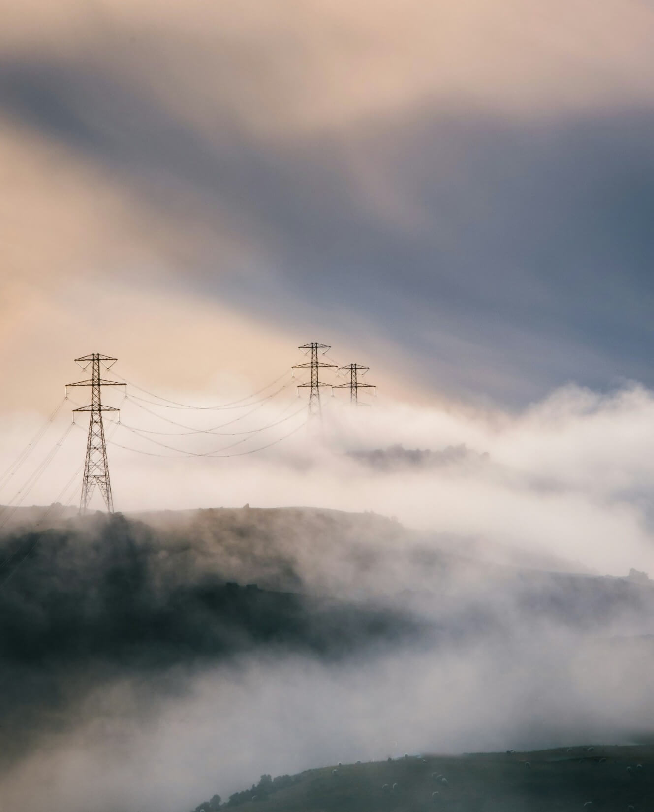 Wind turbines at sunset